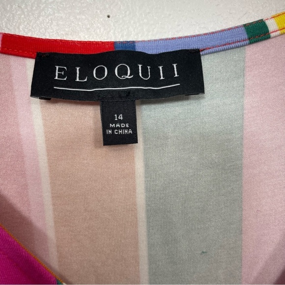 Eloquii Colorful Striped Wrap Around Dress - Picture 5 of 7